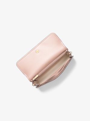 Jet Set Small Signature Logo Smartphone Crossbody Bag in VANILLA/SOFT PINK | Michael Kors