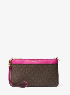 MK Handgelenktasche Jet Set Medium Mit Signature-Logomuster - Rosa