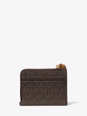Jet Set Small Signature Logo Card Case Wristlet in BRN/ACORN | Michael Kors