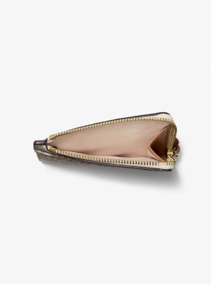 Jet Set Small Signature Logo Card Case Wristlet in VANILLA/ACORN | Michael Kors