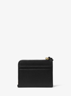 Jet Set Small Pebbled Leather Card Case Wristlet in BLACK | Michael Kors