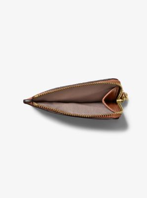 Jet Set Small Pebbled Leather Card Case Wristlet in LUGGAGE | Michael Kors