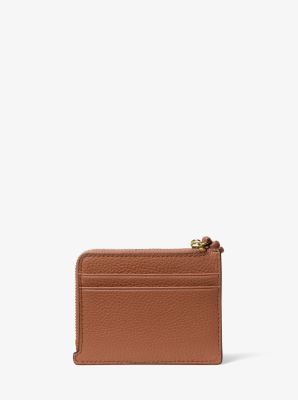 Jet Set Small Pebbled Leather Card Case Wristlet in LUGGAGE | Michael Kors