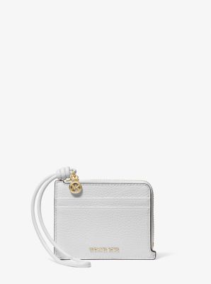 MK Kartenetui Jet Set Small Aus Gekrispeltem Leder Mit Handschlaufe - Weiss