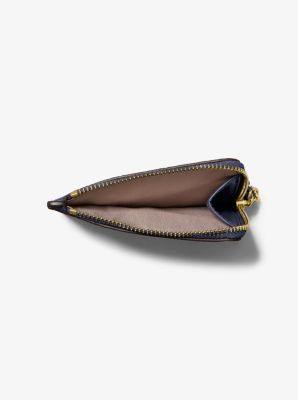 Porta carte di credito con cinturino da polso Jet Set piccolo in pelle martellata in ABITO BLUES | Michael Kors