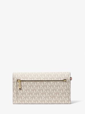 Jet Set Medium Signature Logo Smartphone Wristlet in VANILLA/SOFT PINK | Michael Kors
