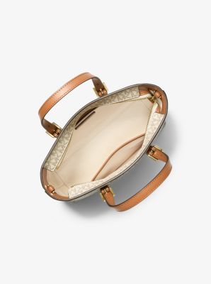 Borsa a tracolla convertibile Quinn piccola con stampa logo in VANIGLIA/GHIANDA | Michael Kors