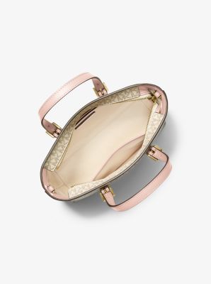 Bandolera transformable Quinn peque&ntilde;a con logotipo in VAINILLA/ROSA CLARO | Michael Kors