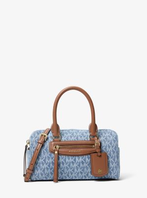MK Bowling-Umhängetasche Jet Set Travel Extra-Small Aus Denim Mit Signature-Logomuster - Blau