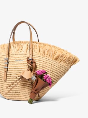 Taschenanh&auml;nger aus Leder mit Blumenstrau&szlig;