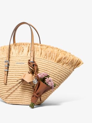 Taschenanh&auml;nger aus Leder mit Blumenstrau&szlig;