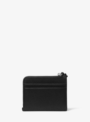 Jet Set Small Pebbled Leather Card Case Wristlet in BLACK | Michael Kors