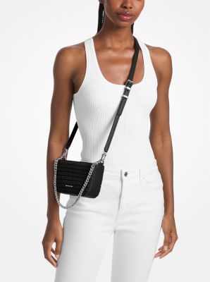 Bryant Small Crocheted Convertible Crossbody Pochette in BLACK | Michael Kors