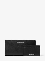 Saffiano Leather Slim Wallet - BLACK/WHITE - 32S8SF6D3L