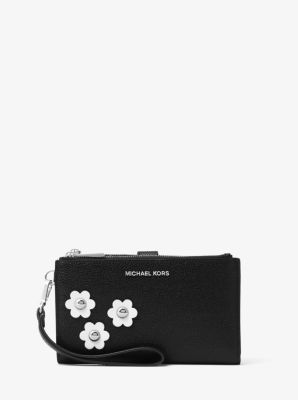 Adele Floral Appliqué Leather Smartphone Wristlet