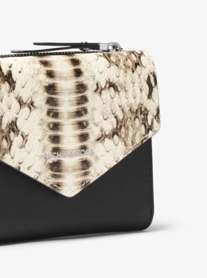 Small Snake-Embossed Leather Envelope Wallet