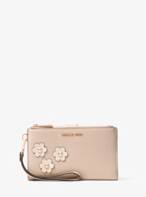 Adele Floral Appliqué Leather Smartphone Wristlet