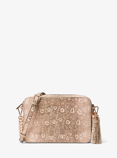 Ginny Lizard-Embossed Leather Crossbody - OYSTER - 32S8TGNM8N