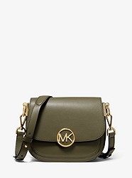 Lillie Small Leather Saddle Bag - OLIVE - 32S9G0LC1L