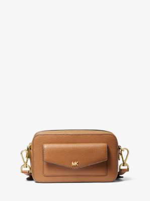 small pebbled leather camera bag