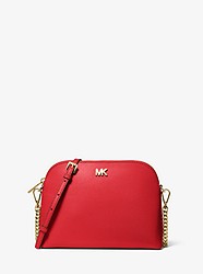 Large Crossgrain Leather Dome Crossbody Bag - BRIGHT RED - 32S9GF5C3L