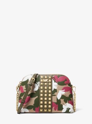 Large Butterfly Camo Leather Dome Crossbody | Michael Kors