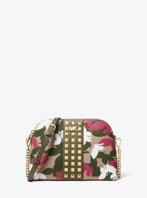 Large Butterfly Camo Leather Dome Crossbody Michael Kors