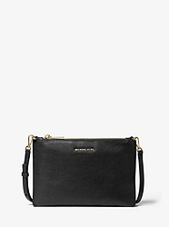 Large Pebbled Leather Double-Pouch Crossbody - BLACK - 32S9GF5C4L