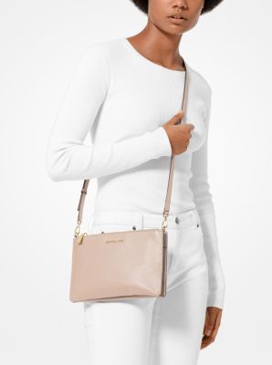 michael michael kors pebble leather double pouch crossbody