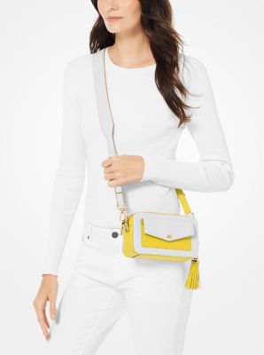 Small Two-Tone Pebbled Leather Camera Bag