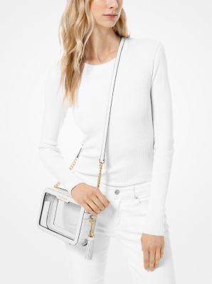 ginny medium clear and leather crossbody bag