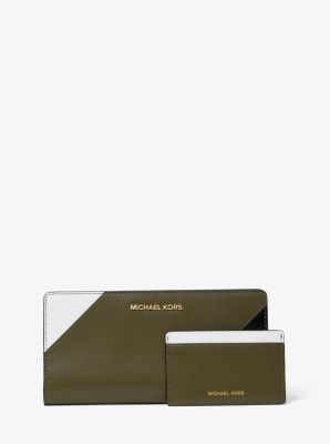 Large Tri-Color Leather Slim Wallet image number 0