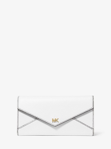 Large Two-Tone Pebbled Leather Envelope Wallet - OPTIC WHITE/BLK - 32S9GF6E7T