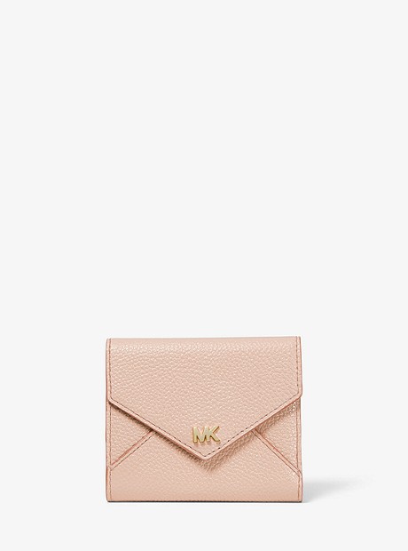 Medium Two-Tone Pebbled Leather Envelope Wallet - SFTPINK/FAWN - 32S9GF6E8T