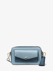 Small Two-Tone Pebbled Leather Camera Bag - POWDER BLUE - 32S9LF5C5T