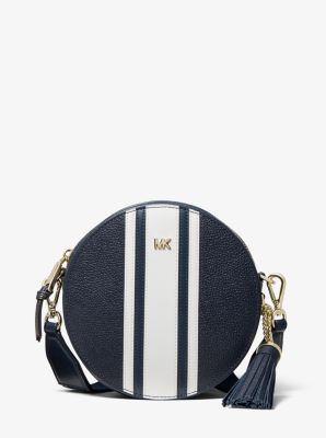 Logo Tape Pebbled Leather Canteen Crossbody Bag Michael Kors