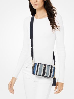 Small Frayed Denim Camera Bag
