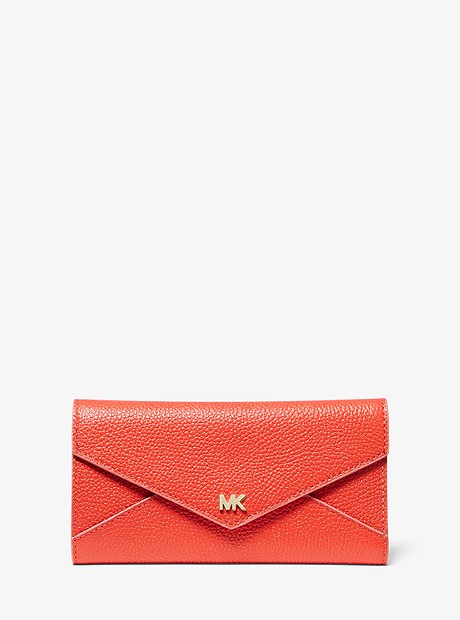 Large Two-Tone Pebbled Leather Envelope Wallet - CORAL MULTI - 32S9LF6E3T