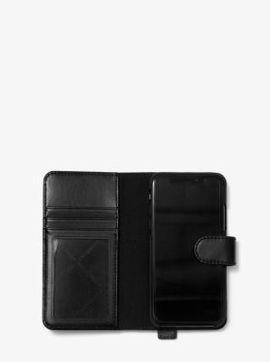 Embellished Leather Hand-Strap Folio Case For iPhone X/XS in BLACK | Michael Kors