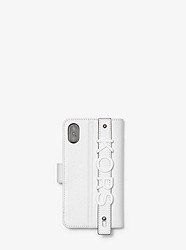 Embellished Leather Hand-Strap Folio Case For iPhone X/XS - OPTIC WHITE - 32S9SE8L1L