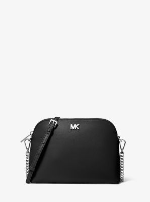 Michael Kors Large Crossgrain Leather Dome Crossbody Bag in Black –