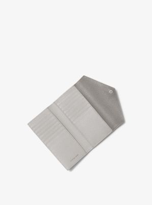 Large Two-Tone Pebbled Leather Envelope Wallet