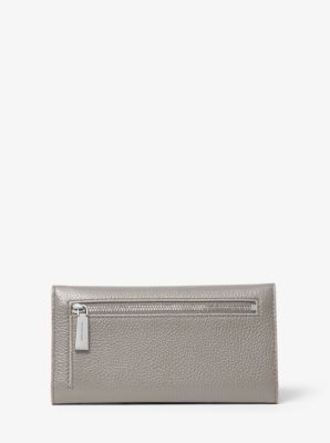 Large Two-Tone Pebbled Leather Envelope Wallet