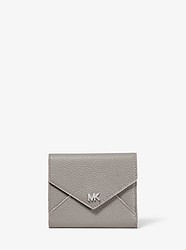 Medium Two-Tone Pebbled Leather Envelope Wallet - PRGRY/ALUMIN - 32S9SF6E8T