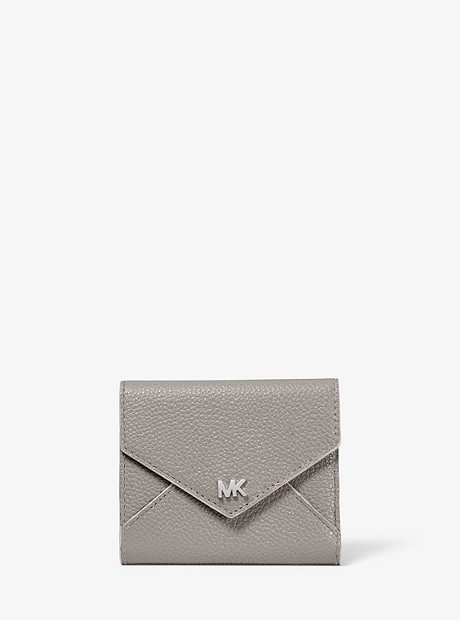 Medium Two-Tone Pebbled Leather Envelope Wallet - PRGRY/ALUMIN - 32S9SF6E8T