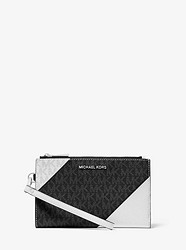 Adele Two-Tone Logo and Leather Smartphone Wallet - BLACK/WHITE - 32S9SFDW3B