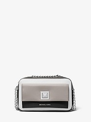 Sylvia Large Tri-Color Crossgrain Leather Crossbody Bag - PGRY/OPT/BLK - 32S9SYLC3T