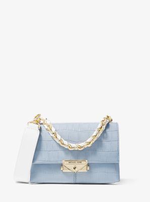 Small Crocodile Embossed Crossbody Bag by Michael Kors Pale Blue