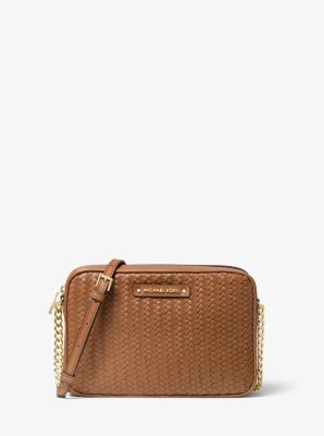 Jet Set Large Woven Leather Crossbody Bag image number 0