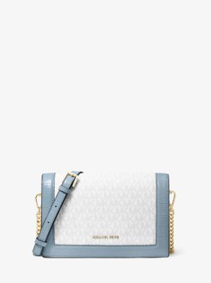 Small Crocodile Embossed Crossbody Bag by Michael Kors Pale Blue